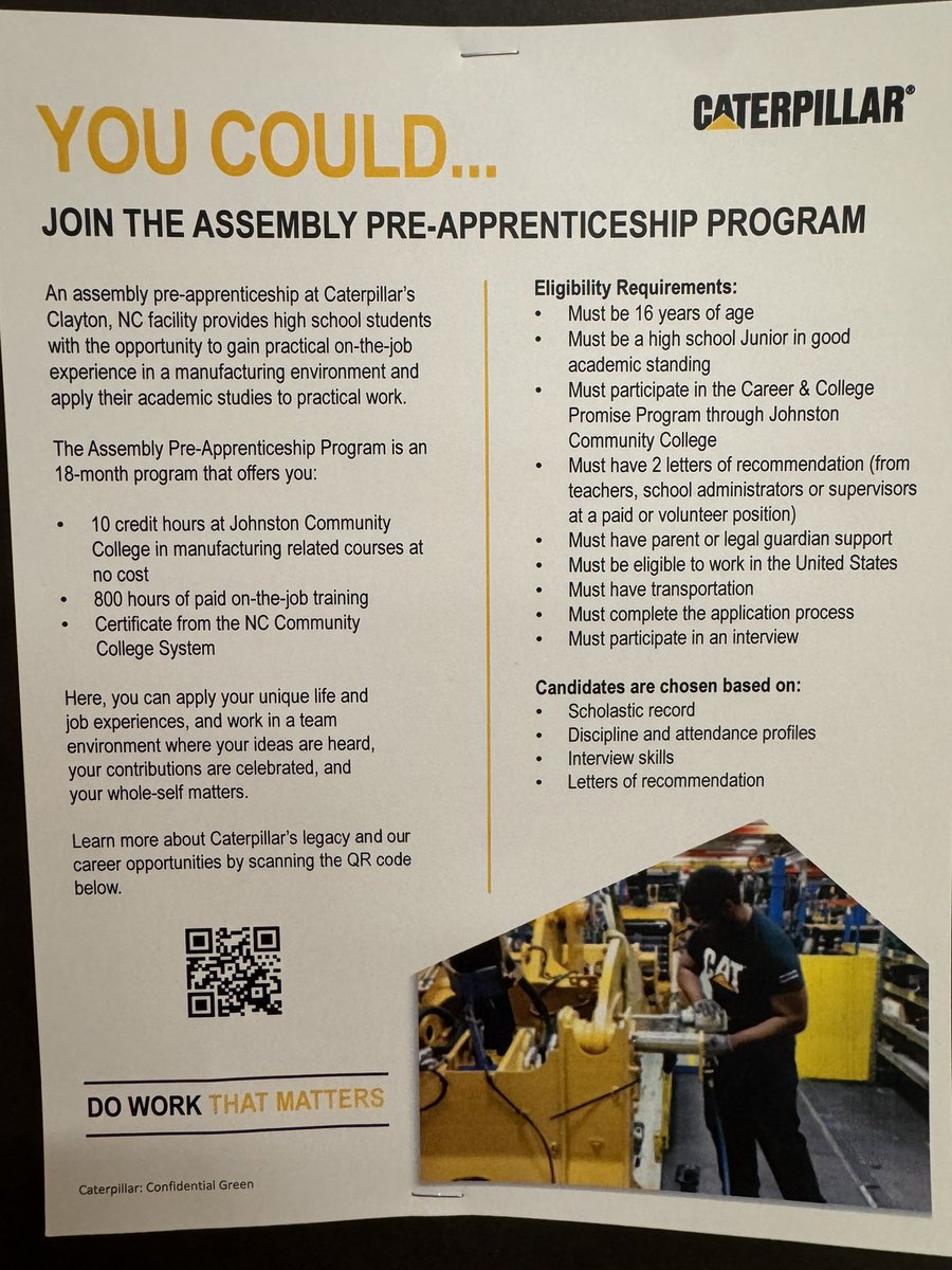 MrsGatesCDC's tweet photo. Check out the @CaterpillarInc Apprenticeship opportunity! There is an open house event on September 24 and a virtual informational session October 1st! https://t.co/bKccfkbpH8