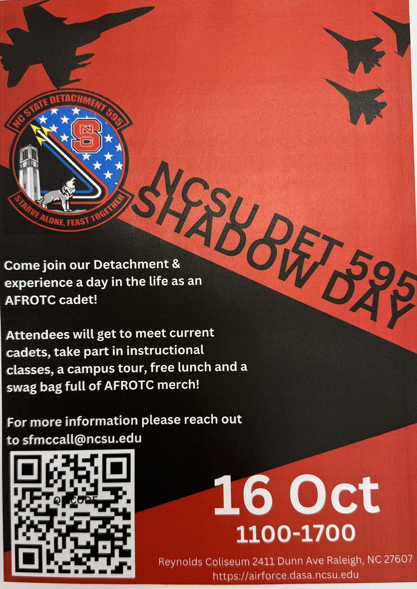 MrsGatesCDC's tweet photo. @WillowSpringHS Are you interested in the Air Force ROTC program at @NCState ? Come to the career center to learn more! (Room 3401) https://t.co/SNDm9emkL7