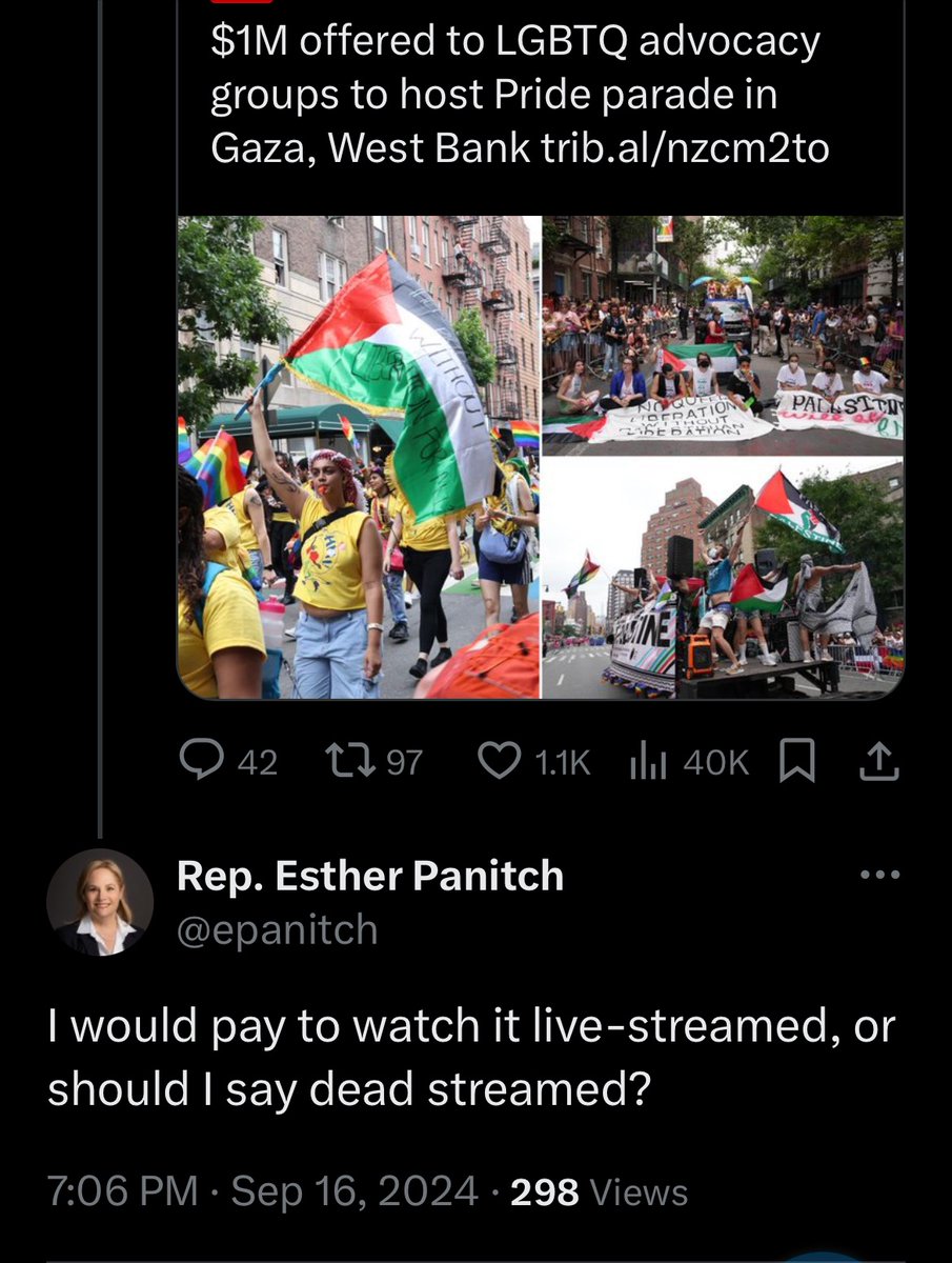 This is a totally unacceptable comment from <a href="/epanitch/">Rep. Esther Panitch</a>, who represents many of the same voters I do. I can’t be quiet about it. I condemn it.

Her voters deserve better temperament—and a representative who affirms and values life instead of celebrates death.