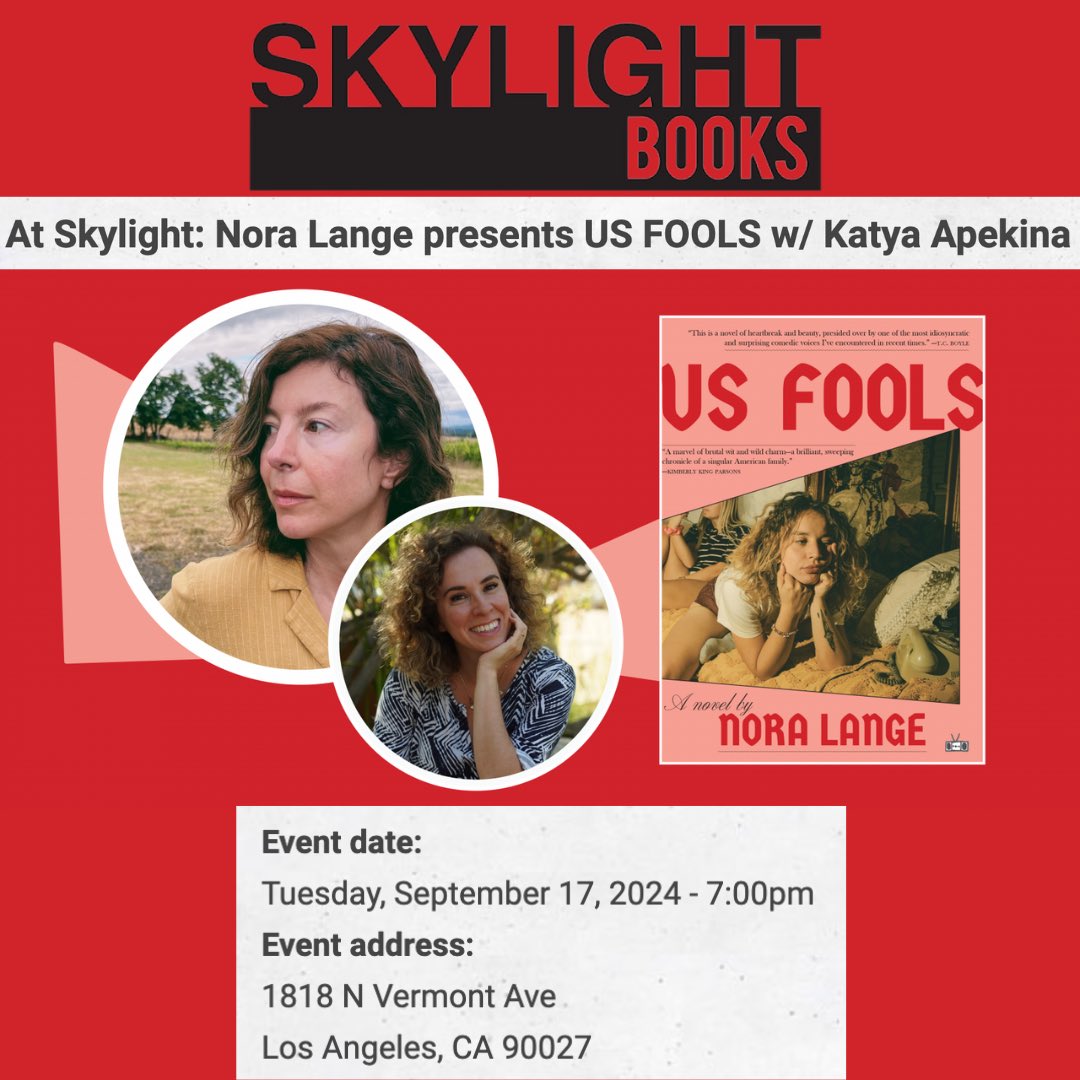 Two Dollar Radio (@twodollarradio) on Twitter photo Happiest Pub Day to Nora Lange’s Us Fools!!
Nora launches Us Fools into The Book World Eternal™️ tonight at LA’s iconic <a href="/skylightbooks/">Skylight Books</a> with <a href="/katyaapekina/">katya apekina</a> at 7pm 💖💖 Happiest Pub Day to Nora Lange’s Us Fools!!
Nora launches Us Fools into The Book World Eternal™️ tonight at LA’s iconic <a href="/skylightbooks/">Skylight Books</a> with <a href="/katyaapekina/">katya apekina</a> at 7pm 💖💖