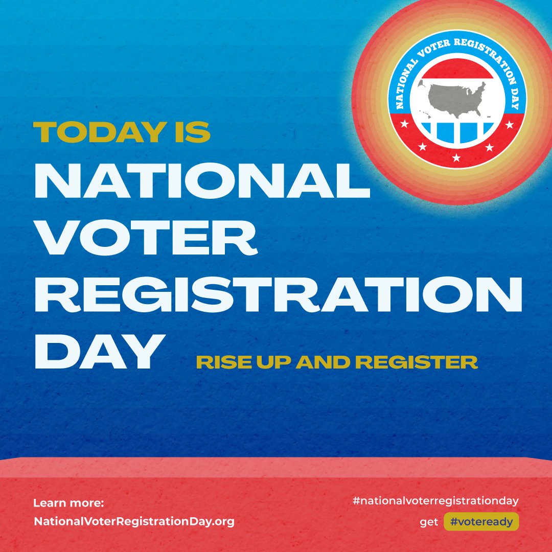 It's a beautiful day to get #VoteReady! 

Take a few minutes this #NationalVoterRegistrationDay to get registered to vote, check your registration status, and get your family, friends, and neighbors to do the same: bit.ly/2024nvrdreg