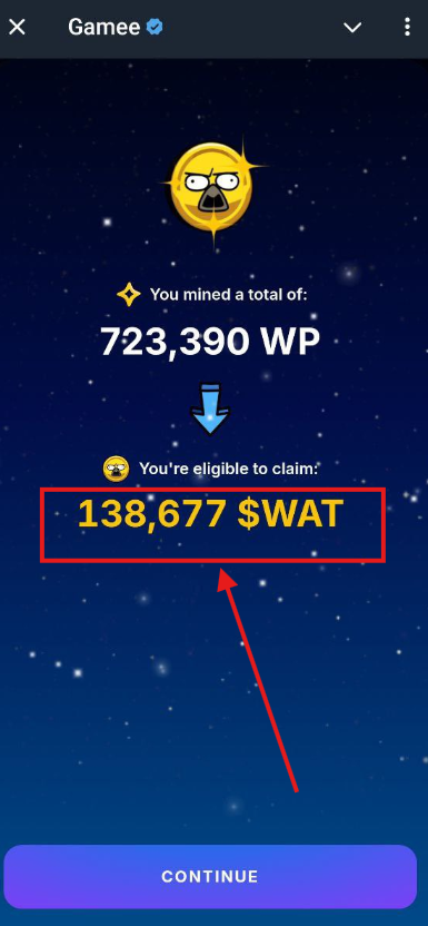 Micaetran_TCX's tweet image. Ae con #Gamee - #WatCoin thì vào claim $WAT nhé 

Link claim : t.me/gamee?start=re…

🟢 Nó có 2 hướng claim cho ae 

Hướng 1 : Bạn sẽ claim đc 50% số toeken tại TGE , và nhận 3.4x số coin bằng cách tham gia MoonClub của WatBird! , Ví dụ: 100k $WAT
- 50k tại TGE
-