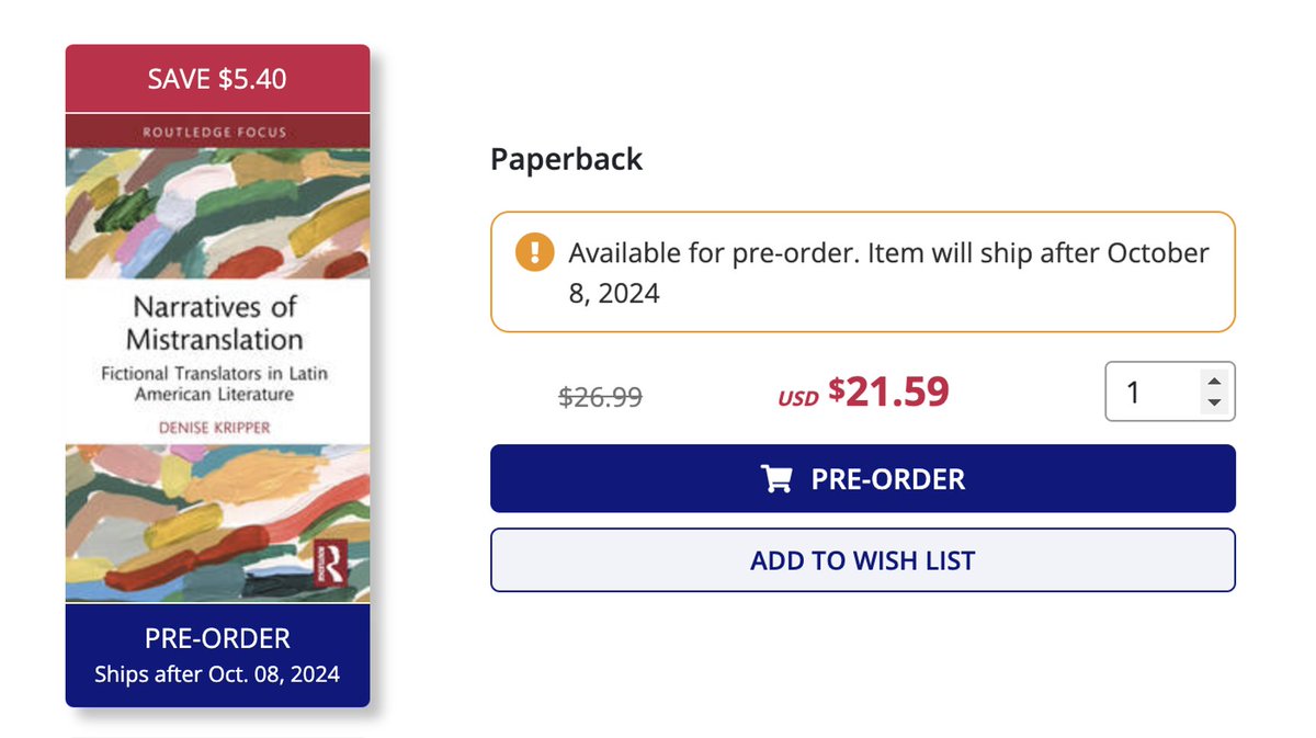 Exciting news ✨ My book Narratives of Mistranslation is now available for pre-order in PAPERBACK!! It's currently on sale with 20% off via Routledge: tinyurl.com/42fuj74n