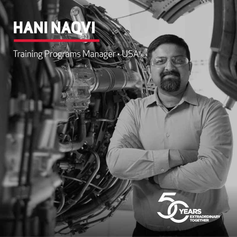 CFM_engines's tweet photo. 🎉 The People of Flight | Meet Hani Naqvi, our Training Programs Manager in the USA. Hani cites how CFM’s pioneering technology and forward-thinking mindset are driving progress in aerospace. ✈️

#CFM50Years #ExtraordinaryTogether