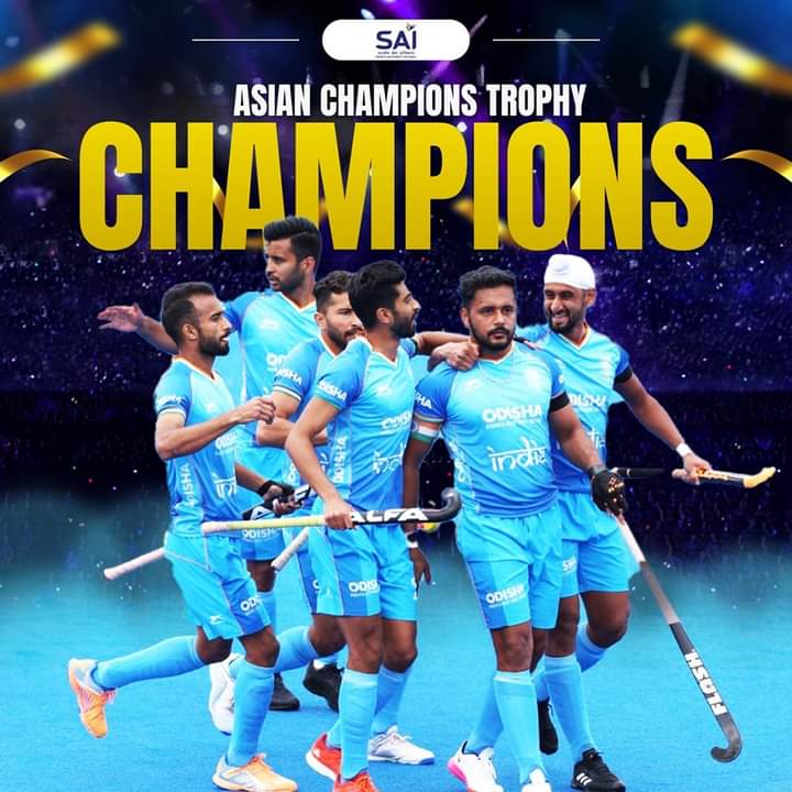 MohanMOdisha's tweet image. Congratulations to the Indian Hockey team for winning the Asian Champions Trophy title for a record fifth time. Your dedication and skill have once again brought glory to the nation. Here’s to continued success and many more victories in the future.

#Cheer4Bharat