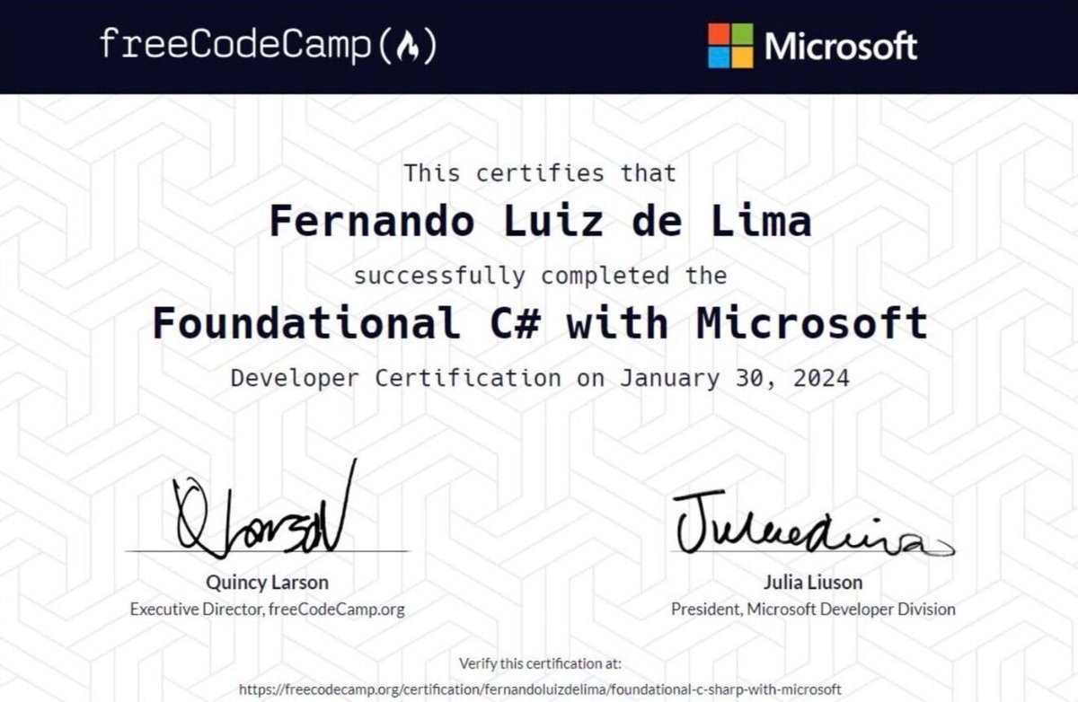 midudev's tweet image. ¿Sabías que Microsoft tiene un Curso con Certificación GRATIS para programadores?
Está en Español y te enseña a programar con C#:
freecodecamp.org/espanol/learn/…