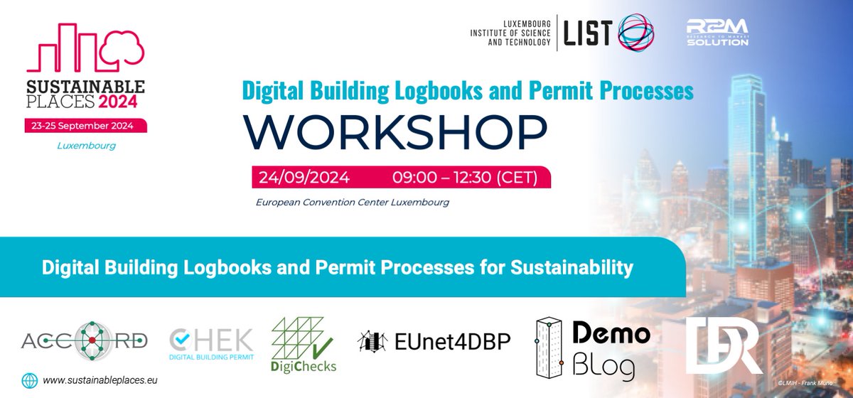 Join ACCORD Digital Building Permit and Logbook Workshop at <a href="/sustainplaces/">Sustainable Places Conference</a> 2024🔔

📆24 September 2024
⏰09:00 - 12:30 (CET)
📍 European Convention Centre Luxembourg (LU) – 4 Place de l’Europe 1499 Luxembourg
✍🏽Registration ➡️ t.ly/sTkuS (paid event)