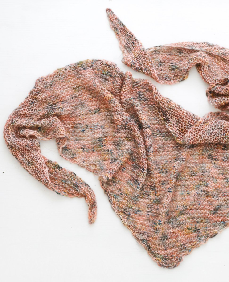 Our Riot Ranch Shawl now all gussied up in Tosh Silk Cloud &amp; Tosh Merino Light. (Pictured in Unplugged from our Fall 2024 Luxury Palette Collection.)

Guaranteed to start a ruckus.
madelinetosh.com/products/riot-…