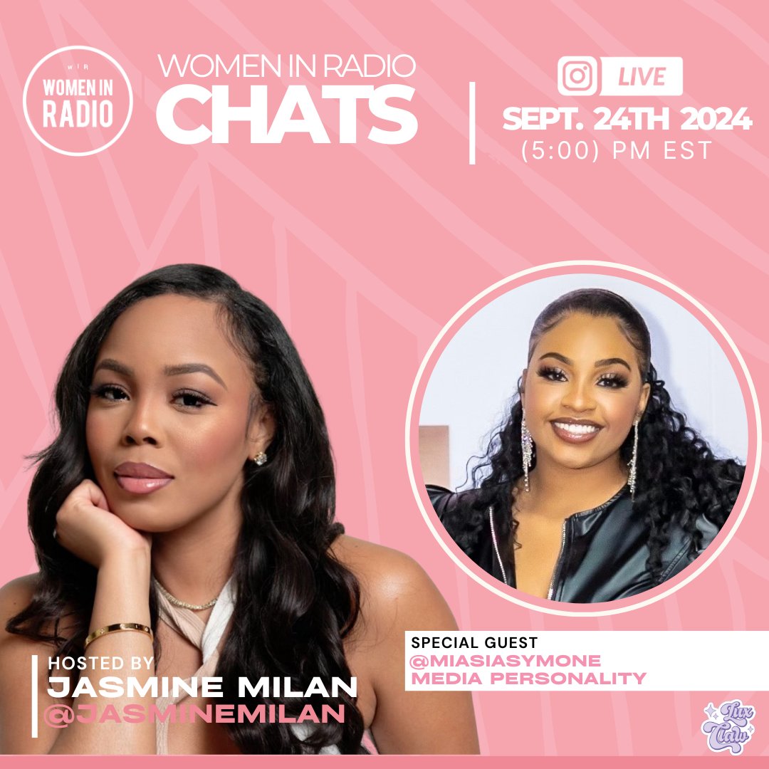 📌Join us for #WIRChats next Tuesday, September 24th at 5 PM ET! We're excited to have media personality <a href="/miasiasymone/">🧡MiAsia🧡</a> from <a href="/hot1079atl/">Hot 107.9 Atlanta</a> in the spotlight. She'll chat with our Digital Host, @jasminemilan, to discuss her journey in the industry!✨📻 #womeninradio #mediajobs #media