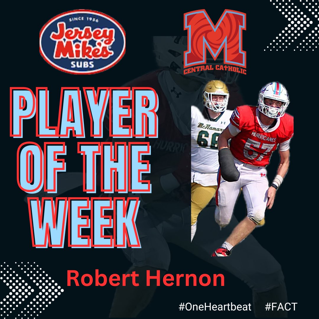 Congratulations to our week 3 <a href="/jerseymikes/">Jersey Mike's Subs</a> Player of the Week, Robert Hernon !  Congrats!

#OneHeartbeat #FACT #astudentabove #JerseyMikes