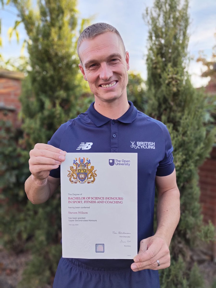 Happy to have received my certificate after completing my degree in Sport, Fitness and Coaching with <a href="/OpenUniversity/">The Open University</a> 🎓 enjoying putting my learning into practice within my coaching 🚲