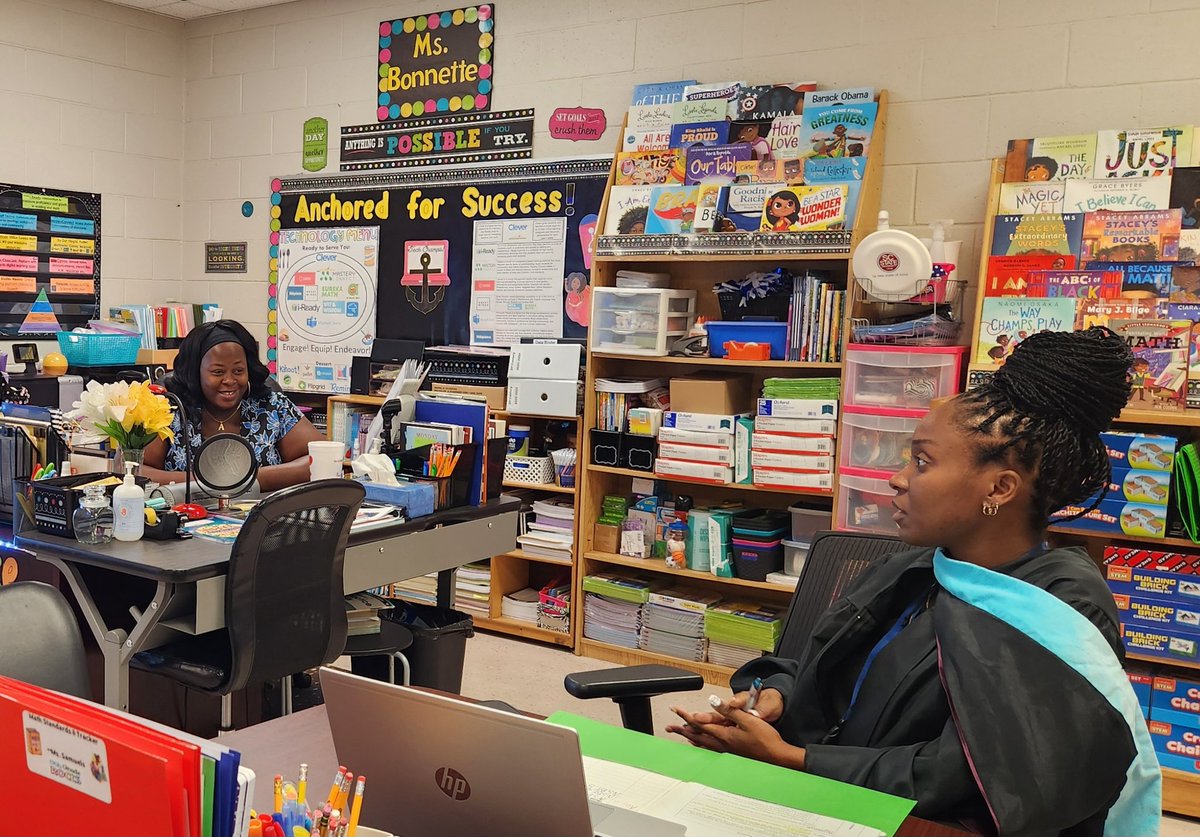 MelliCHAMPIONS's tweet image. Check out this snapshot of Ms. Bonnette and Ms. Lingard fully engaged in a professional dialogue about assessments and student engagement! #professionaldevelopment #professionallearning #thirdgrademath #MellichampMethod