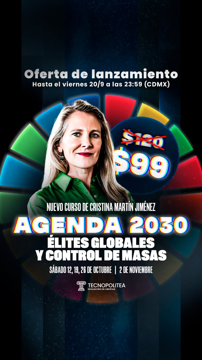 Tecnopolitea (@tecnopolitea) on Twitter photo Conoce todo acerca de las élites globales detrás de la Agenda 2030 en el nuevo curso de Tecnopolitea de <a href="/crismartinj/">Doctora Cristina Martín Jiménez</a>
Oferta de lanzamiento hasta el viernes 20/9 a las 23:59.
Inscríbete en tecnopolitea.com/store Conoce todo acerca de las élites globales detrás de la Agenda 2030 en el nuevo curso de Tecnopolitea de <a href="/crismartinj/">Doctora Cristina Martín Jiménez</a>
Oferta de lanzamiento hasta el viernes 20/9 a las 23:59.
Inscríbete en tecnopolitea.com/store