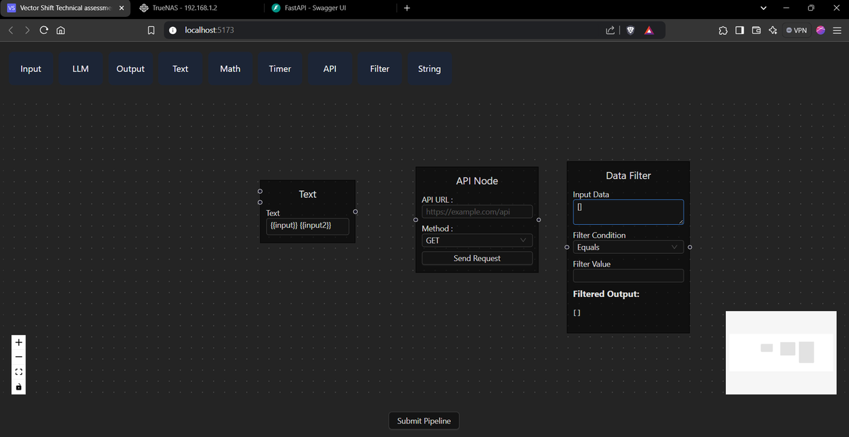 Armankhaan01's tweet image. I just finished a cool assessment for a job at @VectorShiftAI ! Built a node-based UI and sent the nodes to the backend for analysis. Tried React Flow for the first time and it's amazing! 🎉 @xyflowdev #ReactJS #ReactFlow #WebDev