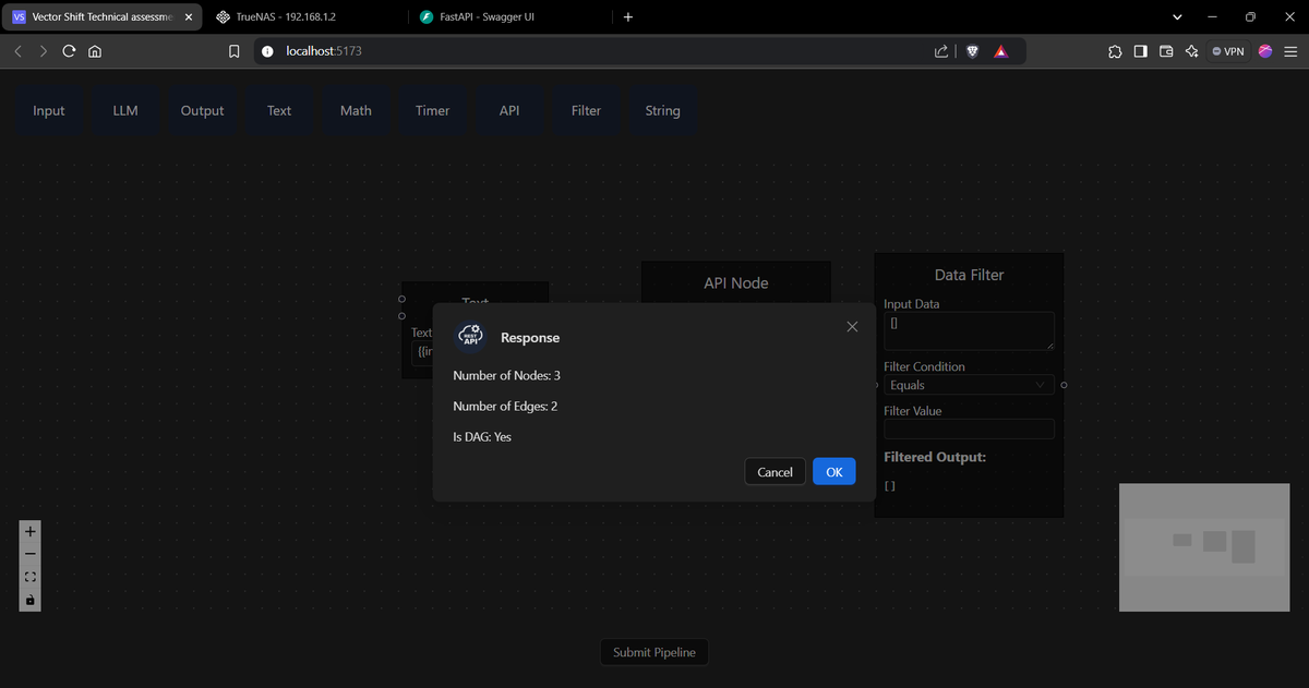 Armankhaan01's tweet image. I just finished a cool assessment for a job at @VectorShiftAI ! Built a node-based UI and sent the nodes to the backend for analysis. Tried React Flow for the first time and it's amazing! 🎉 @xyflowdev #ReactJS #ReactFlow #WebDev