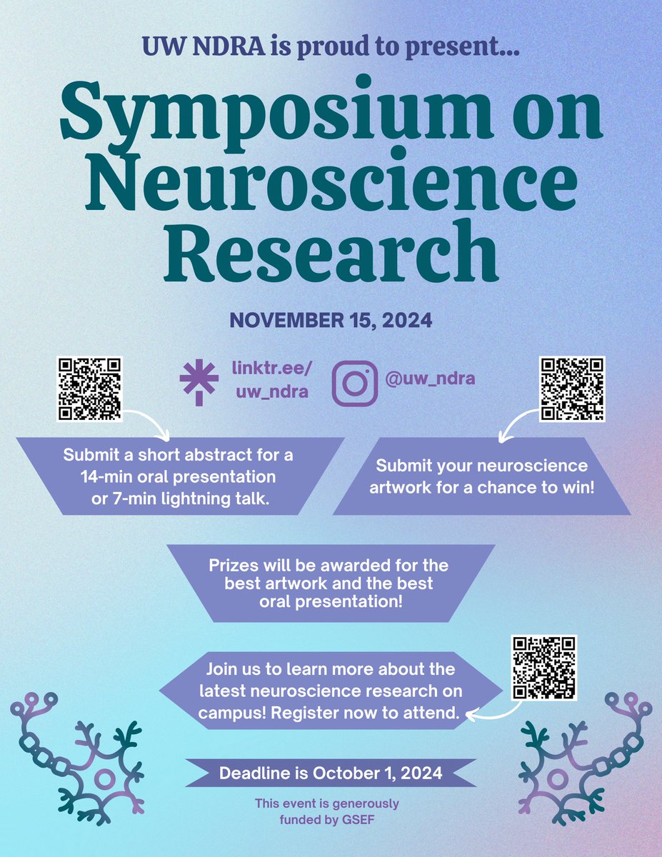 jesuisyasmeena's tweet photo. As the president of UW NDRA, I am excited to announce our upcoming Symposium on Neuroscience Research. This event aims to foster a vibrant neuroscience community at UW. We look forward to seeing you there! @UWResearch @UWaterlooGSPA https://t.co/C6DwwHTLHs