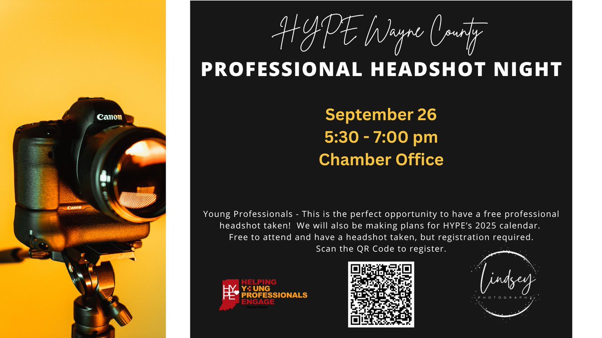 Don't forget next Thursday is Professional Headshot Night! Register here: 
wcareachamber.org/events.html