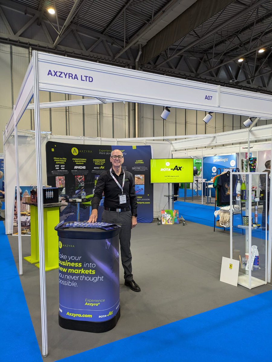 axzyra's tweet photo. Just hits different! Axzyra at @theprintshow, taken just before opening up this morning. Steve Woods (pic.) and Paul Hammond and will be on hand discussing all their current hardware products, markets and aftercare services on offer, including live PHD17 demonstrations 🖨️ https://t.co/JLVkHaUcy3