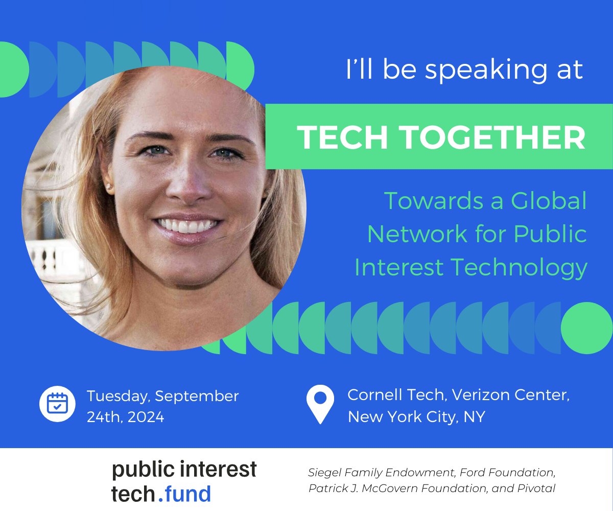 popvoxfdn's tweet image. Next week, @popvoxfdn Cofounder and Exec. Dir. @marcidale will be speaking at #TechTogether2024 at at Cornell Tech!

100+ leaders from across sectors will discuss how we can catalyze a global movement in Public Interest Technology. #publicinteresttech #responsibletech