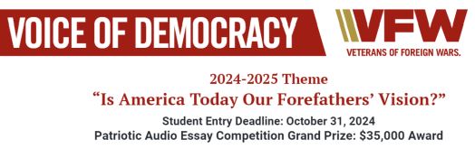 Dreher High School على X: “VFW Voice of Democracy Essay contest