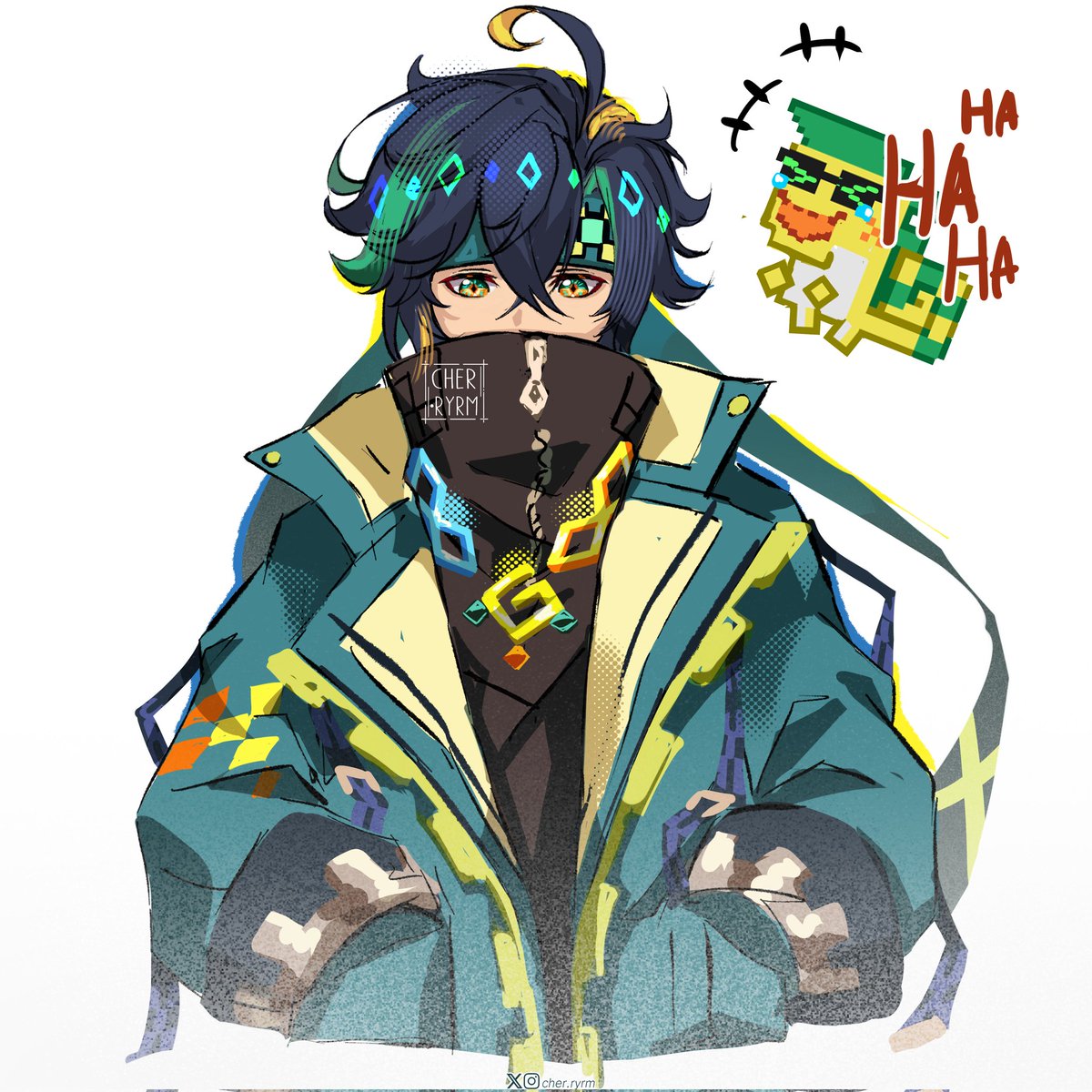 RyrmCher's tweet photo. Have you ever thought about Kinich with his jacket on? 
#Kinich    #Genshin https://t.co/vSdyt2nkHN