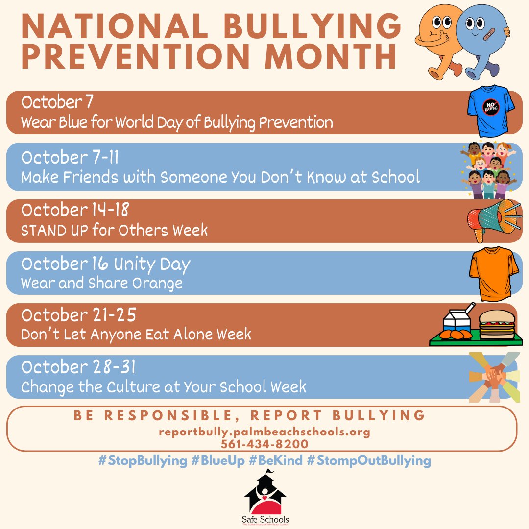 PBISTrulyMatters (@pbstrulymatters) on Twitter photo National Bullying Prevention Month is almost here! Help us spread the word by sharing with your network. We can't wait to see how you spread awareness on your campus. #StompOutBullying #BlueUp #BeKind <a href="/SafeSchools_PBC/">SafeSchools_PBC</a> <a href="/PBC_MPatterson/">MPatterson</a> <a href="/561Sdpbc/">Keith Oswald</a> <a href="/pbcsd/">The School District of Palm Beach County</a> @sdpbc <a href="/DBMH_SDPBC/">Department of Behavioral & Mental Health</a> National Bullying Prevention Month is almost here! Help us spread the word by sharing with your network. We can't wait to see how you spread awareness on your campus. #StompOutBullying #BlueUp #BeKind <a href="/SafeSchools_PBC/">SafeSchools_PBC</a> <a href="/PBC_MPatterson/">MPatterson</a> <a href="/561Sdpbc/">Keith Oswald</a> <a href="/pbcsd/">The School District of Palm Beach County</a> @sdpbc <a href="/DBMH_SDPBC/">Department of Behavioral & Mental Health</a>