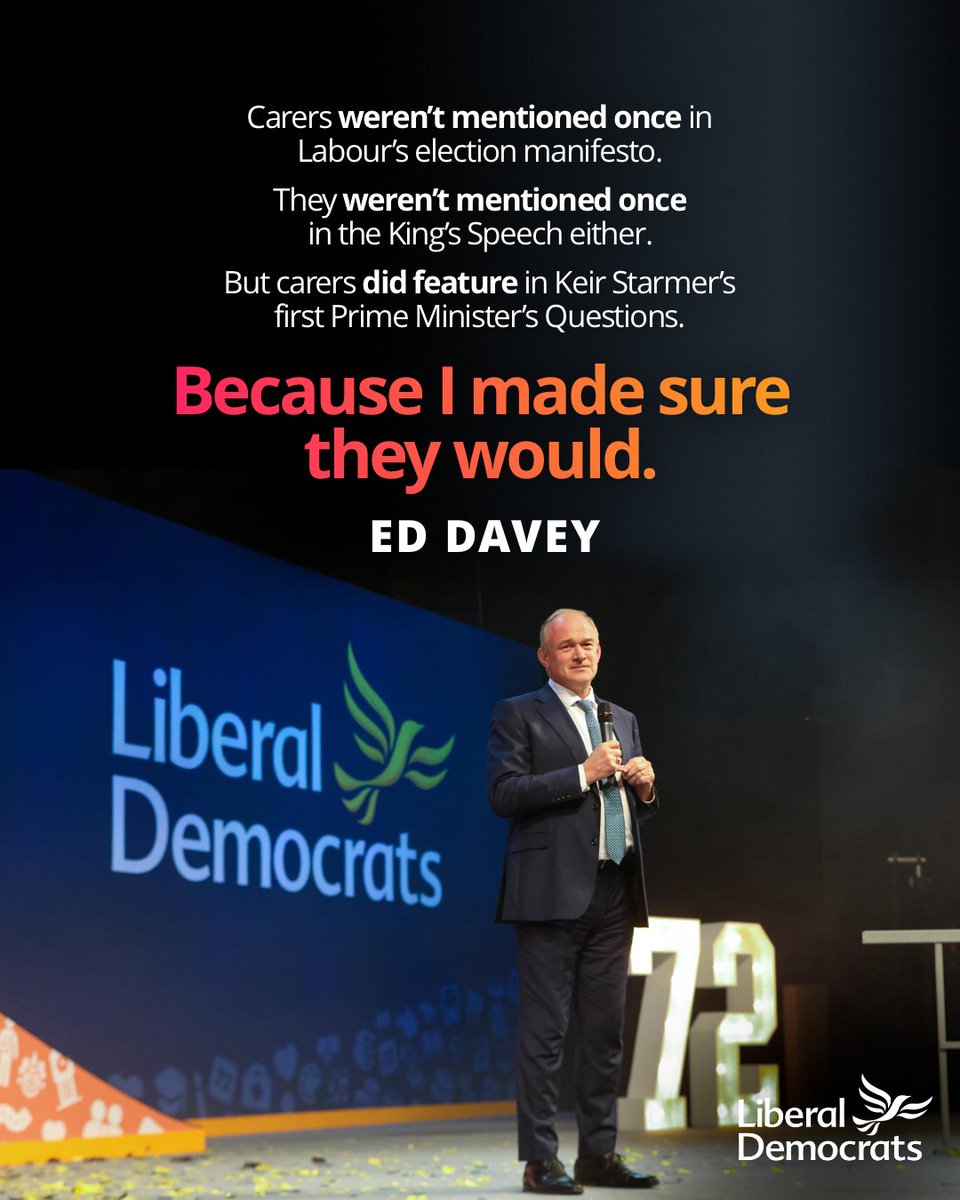 LibDems's tweet photo. The Liberal Democrats will stand up for all carers, we will ensure their voices are heard in parliament, and work to build a more caring society. https://t.co/fAUgTFeb5d