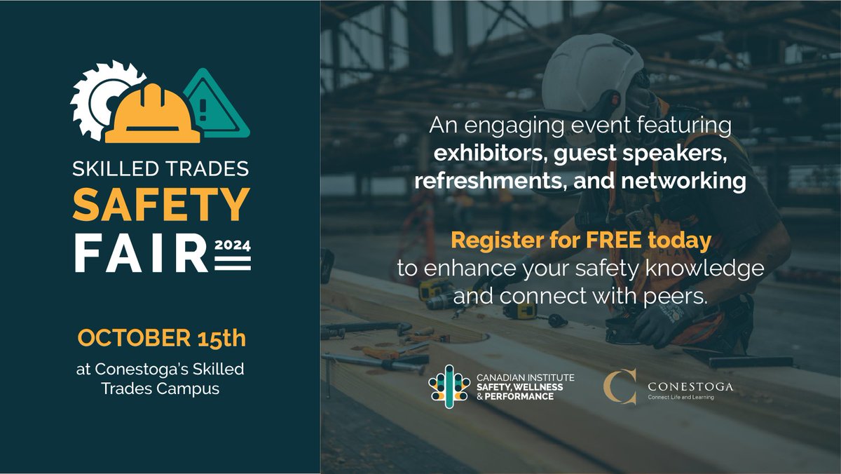 Register for FREE: lnkd.in/gQcUAp3X

Whether you're a seasoned professional or just starting out in the industry, this event is perfect for anyone looking to learn more about safety practices in skilled trades!

Join us on Tuesday Oct 15 2024 at 9:00 AM - 2:00pm