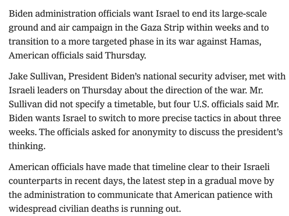 owenjonesjourno's tweet photo. This, from last December, underlines just how much the US has allowed Israel to get away with.

Biden was calling for Israel to "end its large-scale ground and air campaign" by mid-January.

That never happened, and the US kept the arms and support coming

https://t.co/W2jeiRv7z1 https://t.co/6VSNTlBWXL