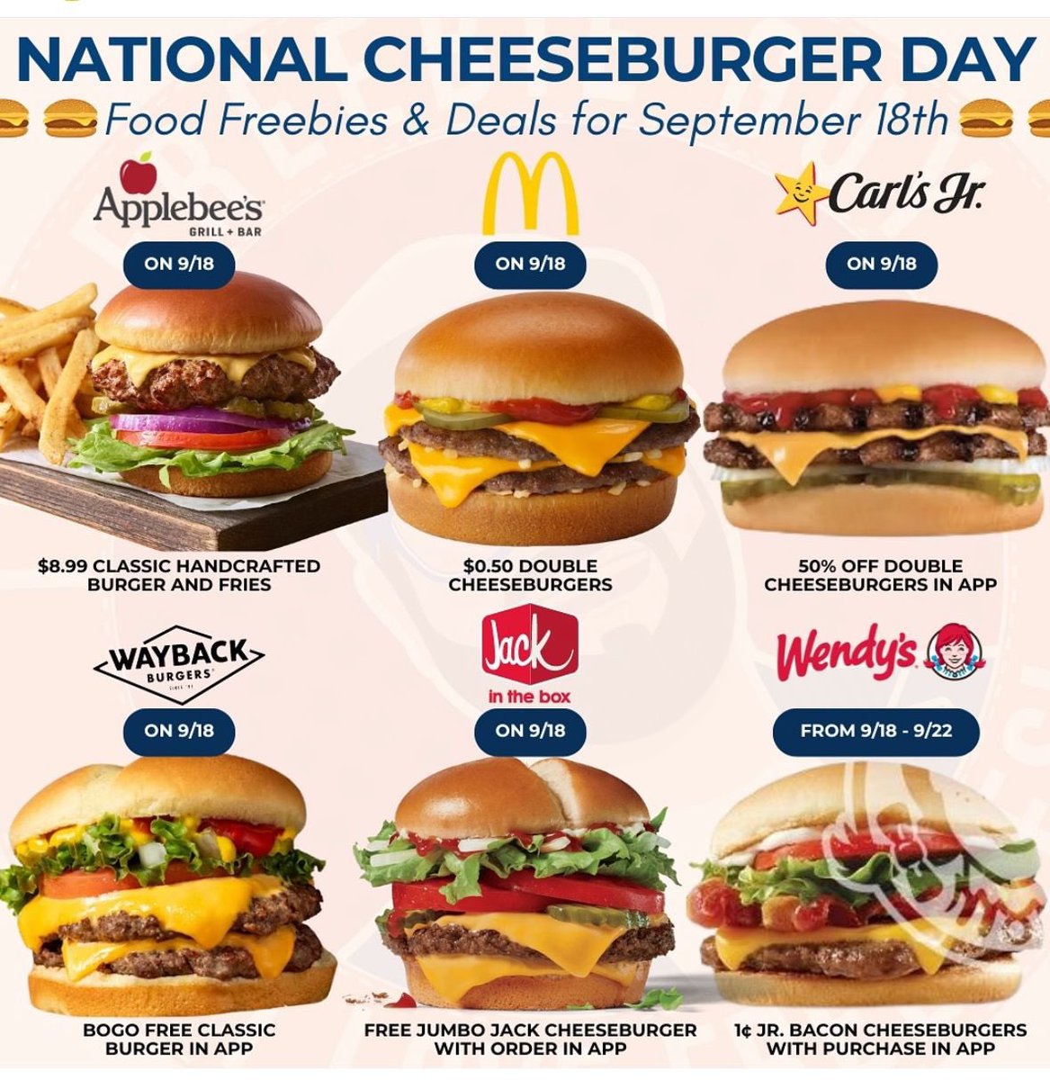 SAMSaysMiami's tweet photo. #Sept18 #NationalCheeseburgerDay #FoodFreebies #FoodieFinds 🍔 https://t.co/J4iZQ7yA8m