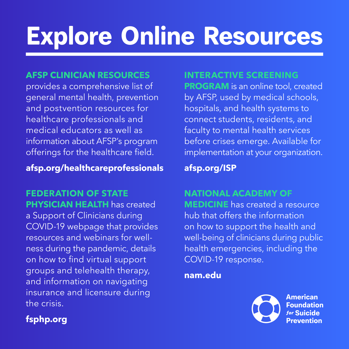 afspnational's tweet image. It's National Physicians Suicide Awareness Day. Physicians have one of the highest suicide rates of any profession. More than half of physicians know a physician has either considered, attempted or died by suicide in their career. Read and share these resources to #StopSuicide.
