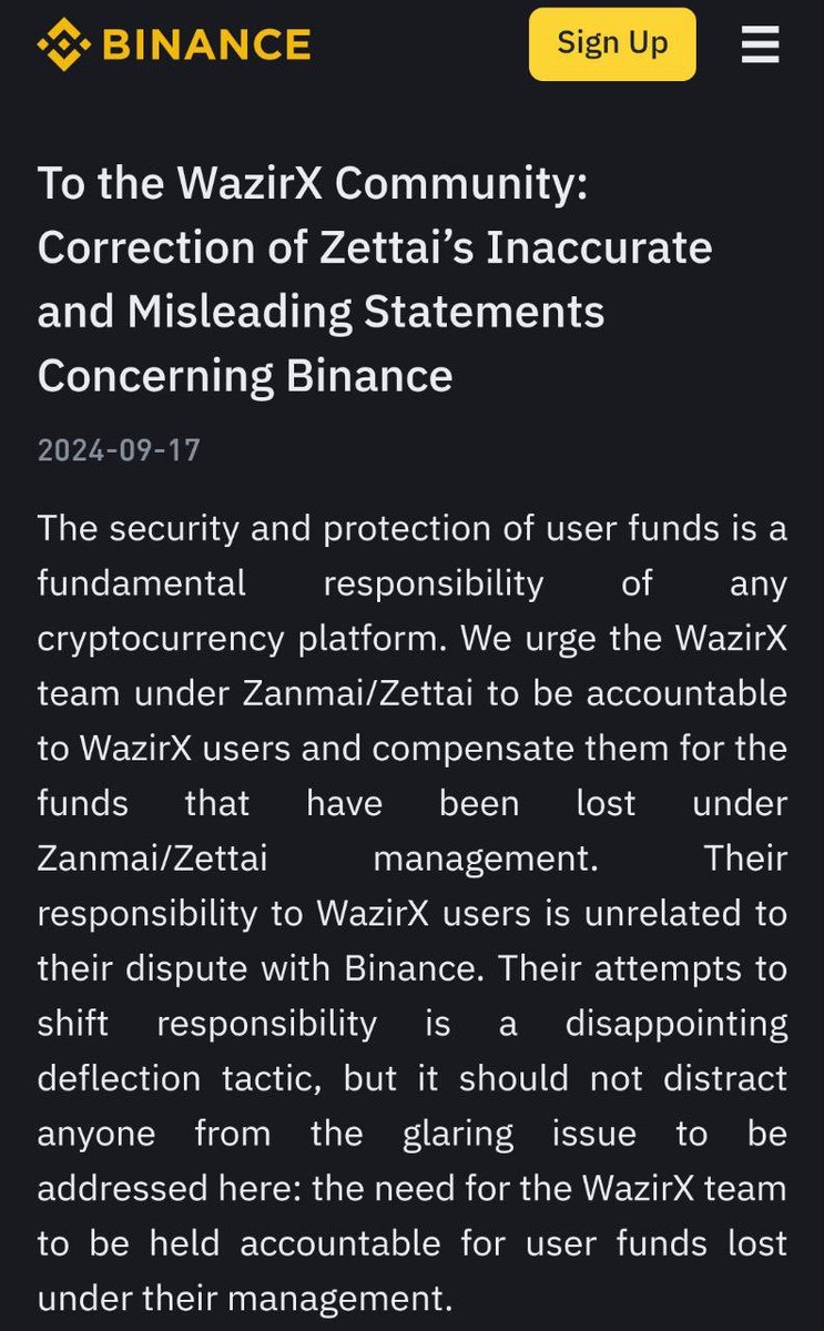 Big Breaking News 🚨 
 
Binance just responded to the #WazirX situation.