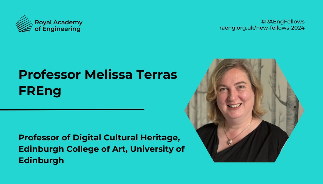 Design Informatics (@designinf) on Twitter photo We congratulate <a href="/melissaterras/">melissa terras</a> who has been elected as a Fellow of the Royal Academy of Engineering, joining 70 other leading figures in the field of engineering and technology to be elected this year.
Read more: raeng.org.uk/new-fellows-20…
#RAEngFellows <a href="/RAEngNews/">Royal Academy of Engineering</a> <a href="/EdinburghUni/">The University of Edinburgh</a> We congratulate <a href="/melissaterras/">melissa terras</a> who has been elected as a Fellow of the Royal Academy of Engineering, joining 70 other leading figures in the field of engineering and technology to be elected this year.
Read more: raeng.org.uk/new-fellows-20…
#RAEngFellows <a href="/RAEngNews/">Royal Academy of Engineering</a> <a href="/EdinburghUni/">The University of Edinburgh</a>