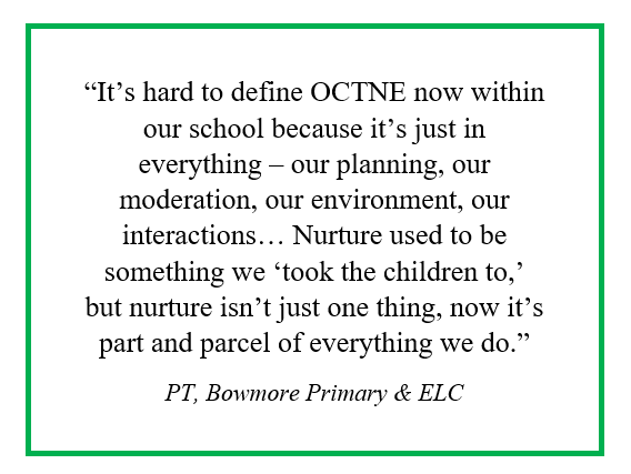 ArgyllButeEPS's tweet photo. During this week’s Drop-In session, PT of Bowmore Primary &amp; ELC shared how the implementation of OCTNE has impacted their learning community. Well done Bowmore! Nurture really is becoming ‘a way of being.’ @BowmorePrimary @abc_OCTF https://t.co/NNRvbFCHx1