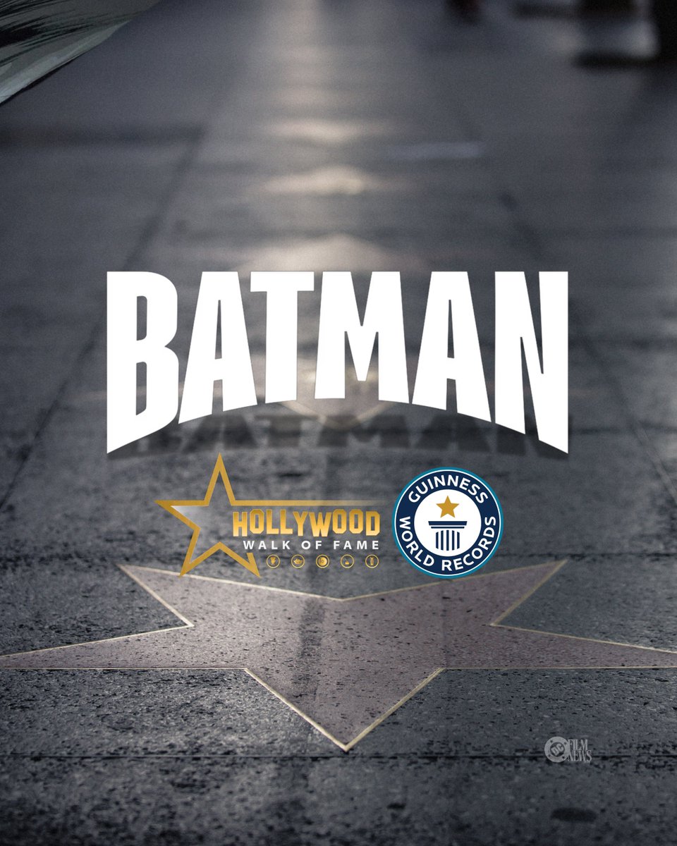 DC Film News (@dcfilmnews) on Twitter photo BATMAN is the first superhero to receive a Hollywood Walk of Fame Star.
The Dark Knight will be honored with the Star along with a Guinness World Records title on September 26. BATMAN is the first superhero to receive a Hollywood Walk of Fame Star.
The Dark Knight will be honored with the Star along with a Guinness World Records title on September 26.