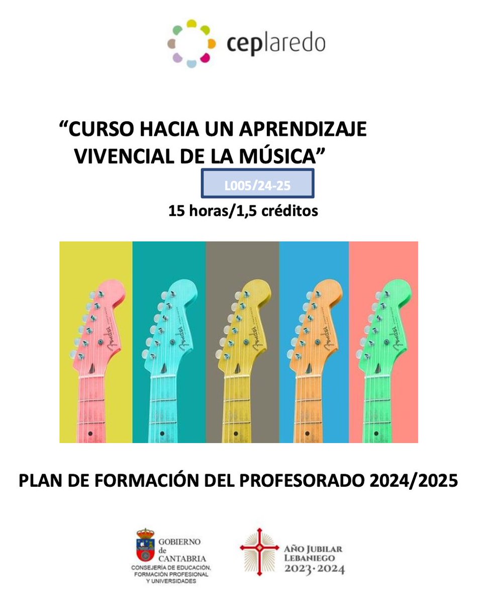 "Hacia un aprendizaje vivencial de la Música" para profes de Cantabria organizado por el <a href="/CEPdeLaredo/">CEP de Laredo</a>  ¡Gracias! El curso está basado en el proyecto de Música de 1º ESO "Turienzo ReSuena" <a href="/iesvturienzo/">IES Valentín Turienzo</a> y los ponentes somos los 4 profes de Música del Departamento del curso pasado