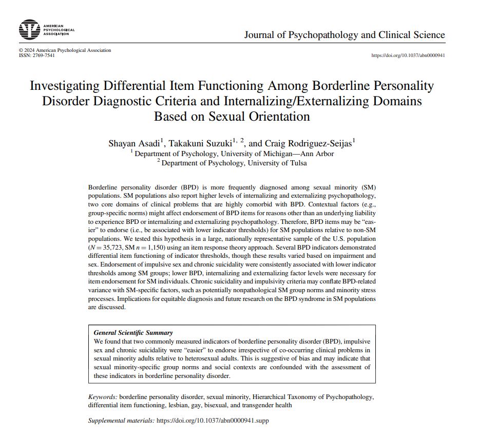 Craig Rodriguez-Seijas, PhD 🇹🇹🏳️🌈 (he/him) (@craiganthonyrs) on Twitter photo Smell that? That's that official new paper smell <a href="/shayanasadi_/">Shayan Asadi</a> <a href="/takakunisuzuki/">Taka Suzuki</a>
Out now in JoPACS
Doi: doi.org/10.1037/abn000… Smell that? That's that official new paper smell <a href="/shayanasadi_/">Shayan Asadi</a> <a href="/takakunisuzuki/">Taka Suzuki</a>
Out now in JoPACS
Doi: doi.org/10.1037/abn000…