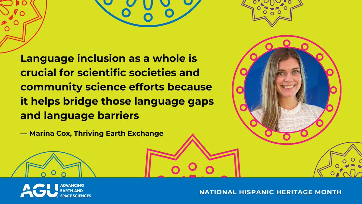 Including Spanish-speaking communities in community science is important for inclusion efforts at scientific societies as <a href="/theAGU/">AGU (American Geophysical Union)</a> <a href="/ThrivingEarth/">Thriving Earth Exchange</a>'s Marina Cox explains 
thrivingearthexchange.org/blog/spanish-l…
#HispanicHeritageMonth