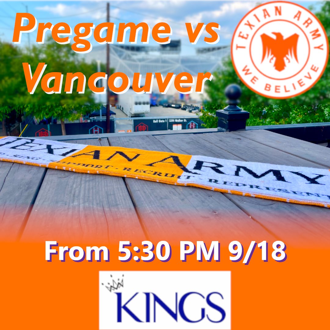 Wednesday games down the home stretch mean we’re back at Kings ahead of the match vs Vancouver! Drink discounts available for TA members. Even if you’re not a member, the pregame is open to all! If youre interested in learning more about our group, swing on by and get to know us!