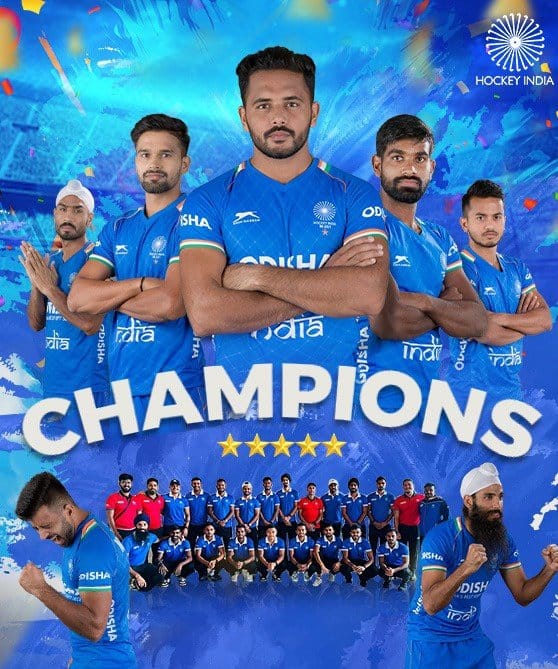 ajay_vijay1's tweet image. भारत माता की जय
#CongratulationsTeamIndia

#AsianChampionsTrophy2024 में  भारतीय हॉकी टीम ने फाइनल मुकाबले में ऐतिहासिक प्रदर्शन करते हुए चीन को 1-0 से पराजित कर खिताब अपने नाम किया।

इस शानदार जीत के लिए भारतीय हॉकी टीम के सभी खिलाड़ियों को हार्दिक बधाई
अभिनंदन🎉

#Cheer4Bharat