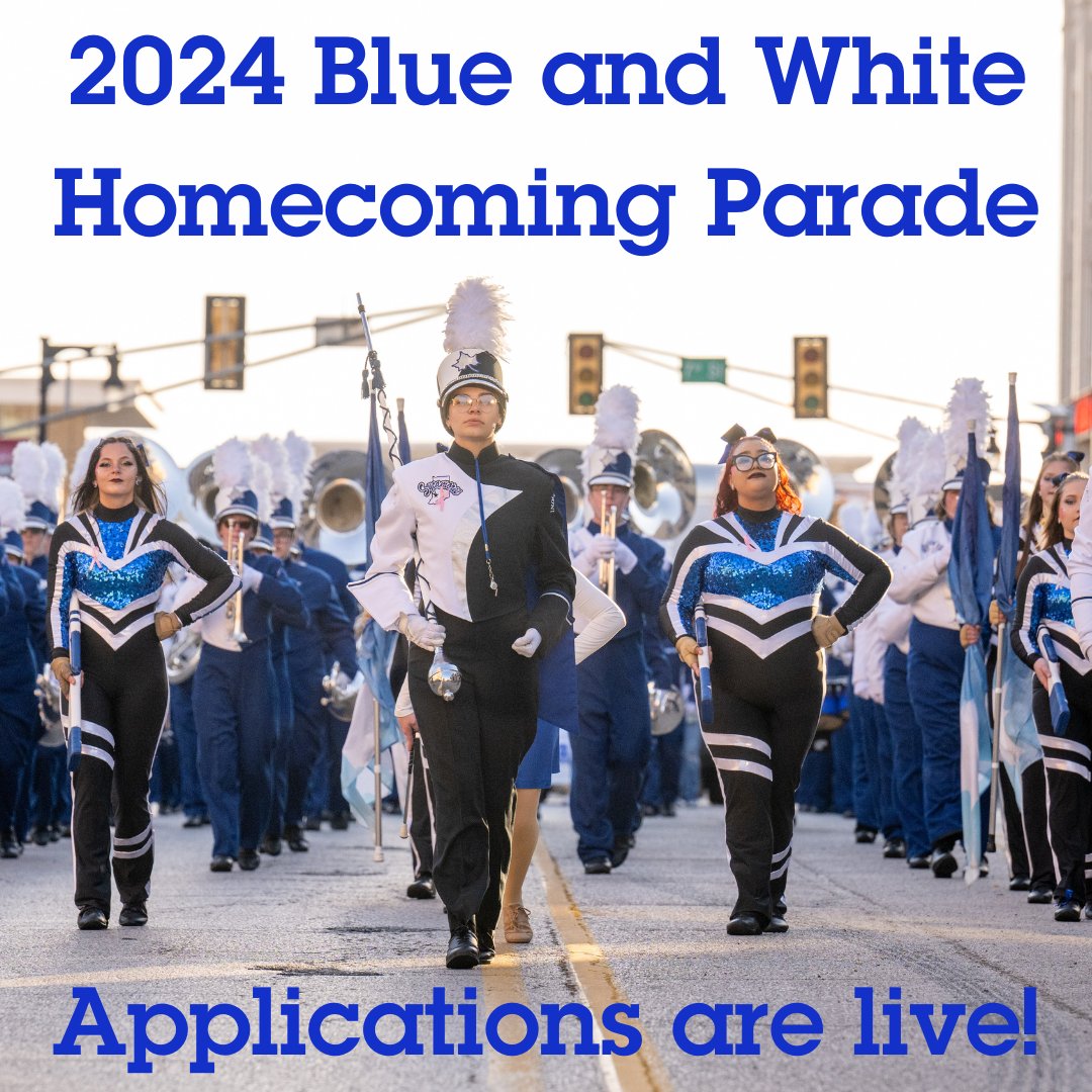 We are so excited to announce the 2024 Blue and White Homecoming Parade application is LIVE! This year will be our 100th running of the Homecoming parade. We hope you’ll consider joining us.

Links in bio.