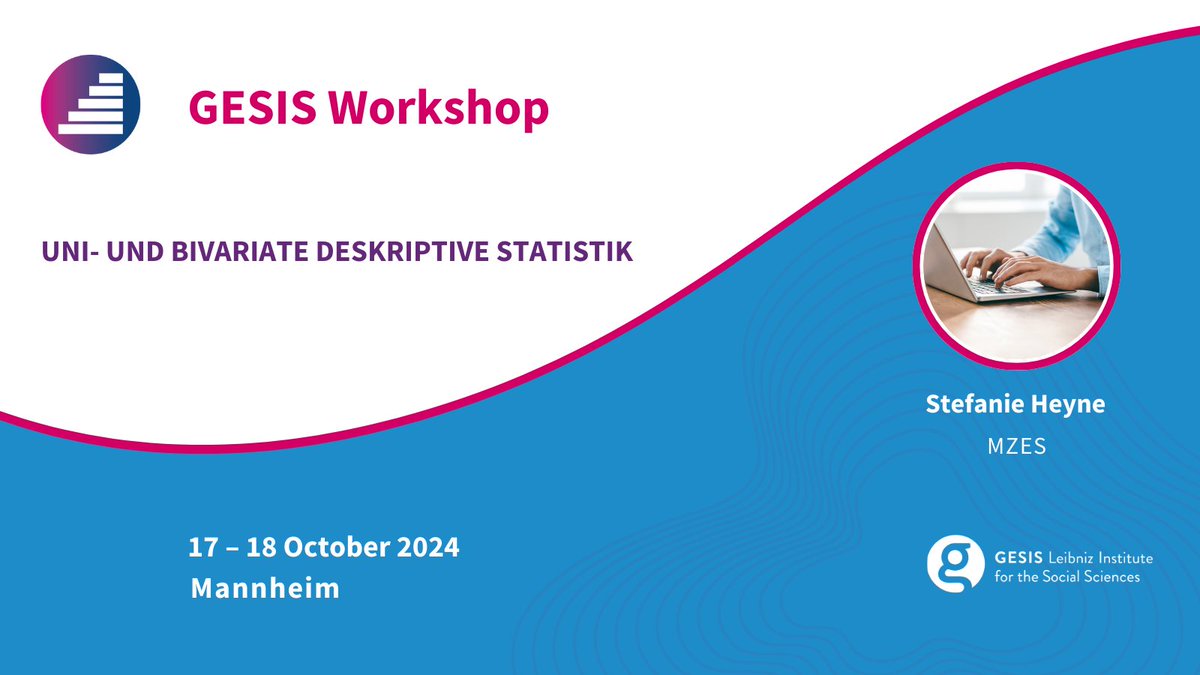 gesistraining's tweet image. 📣 Last Call #GESISworkshop! 
Lerne statistische Konzepte mit @StefanieHeyne &amp;amp; wende uni- und bivariate Statistik mit #Stata auf reale Daten an. Keinerlei Vorkenntnisse erforderlich!  

➡️ tinyurl.com/uni-bi-statist…