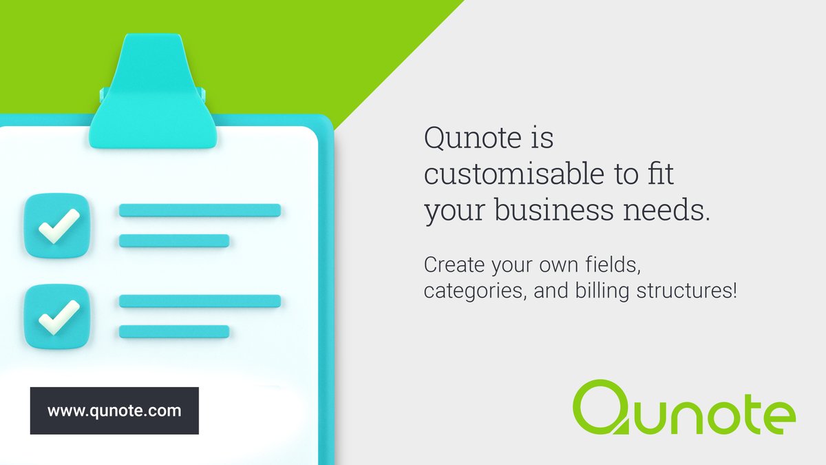 🛠Qunote is customisable to fit your business needs. Create your own fields, categories, and billing structures! 💼 #CustomSolutions #Qunote