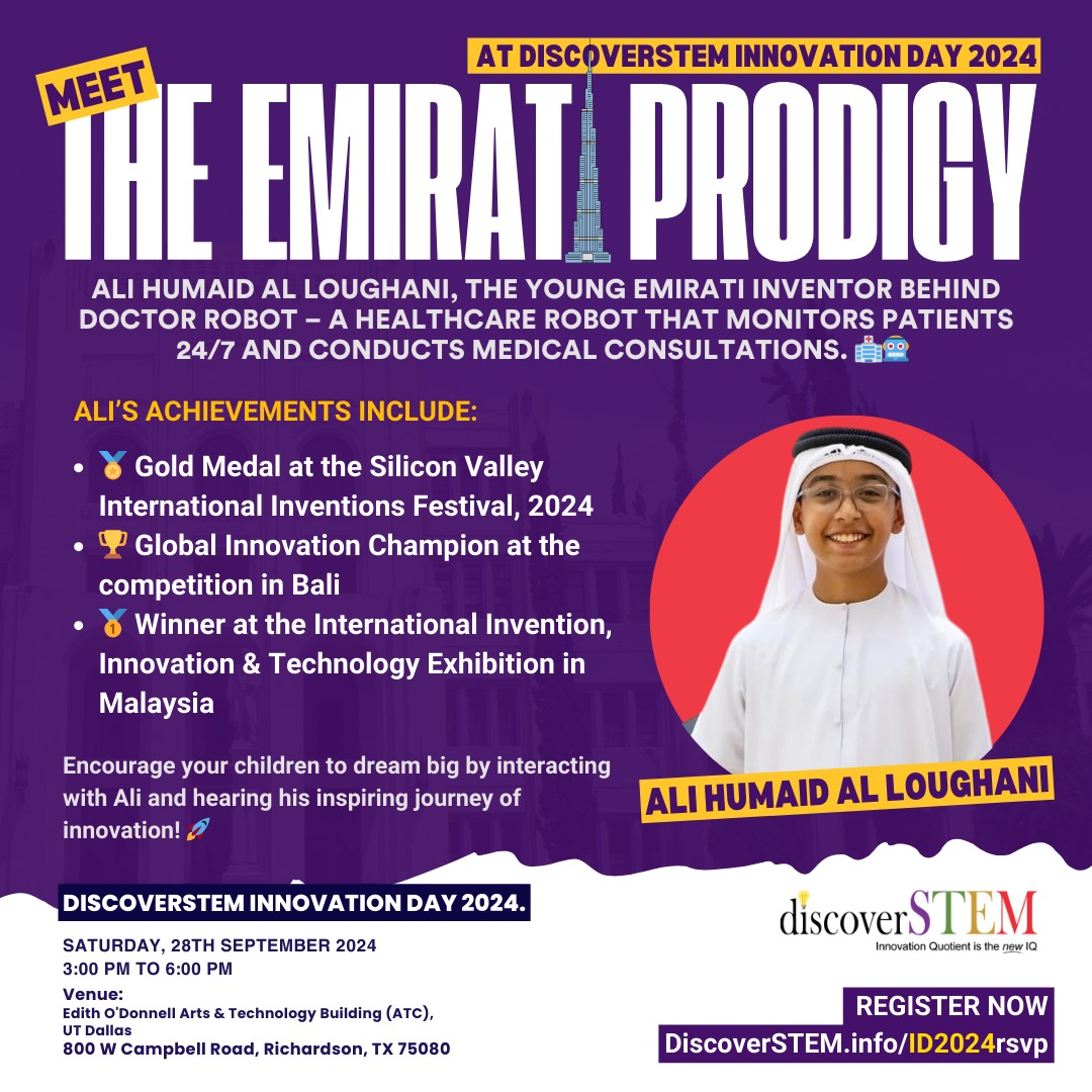 🤖 Imagine a world where healthcare is accessible 24/7, thanks to Ali's Doctor Robot.

DiscoverSTEM.info/ID2024rsvp

#DiscoverSTEM #ID2024 #creativeminds #InnovationDay #YoungInventors