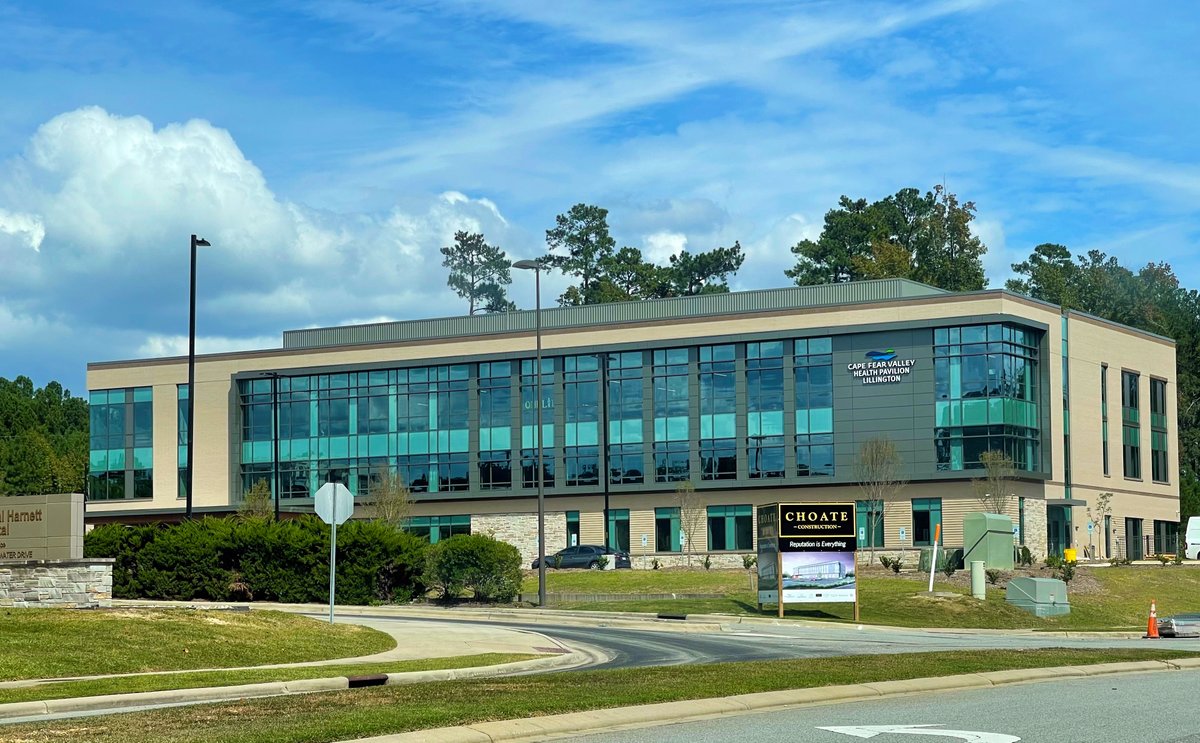 HarnettHealth's tweet photo. We're making headway at the new Medical Arts Building under construction near Central Harnett Hospital.

P.K. Vyas, M.D. and Project Manager Mike Jones took a tour to see the great progress and the Cancer Center's waiting room to be named in Dr. Vyas' honor. (pictured) https://t.co/l6vh04Rv06