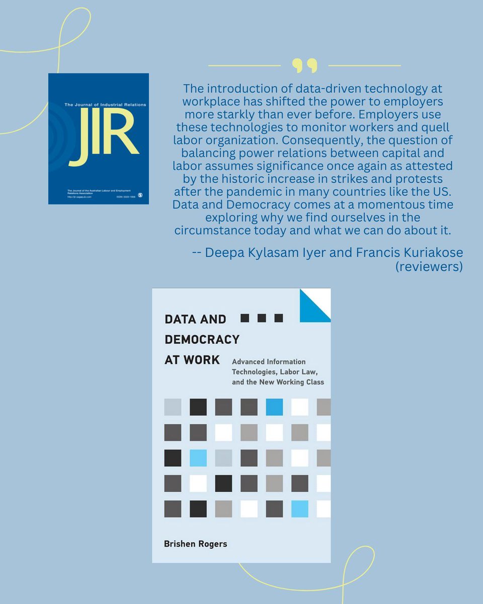 🚨 Strikes, protests, and the post-pandemic workplace: this review of "Data and Democracy" explores the balance of power between employers and workers. 

Find out why this book is a must-read!
doi.org/10.1177/002218… 
 
#LaborRights #BookReview #IndustrialRelations