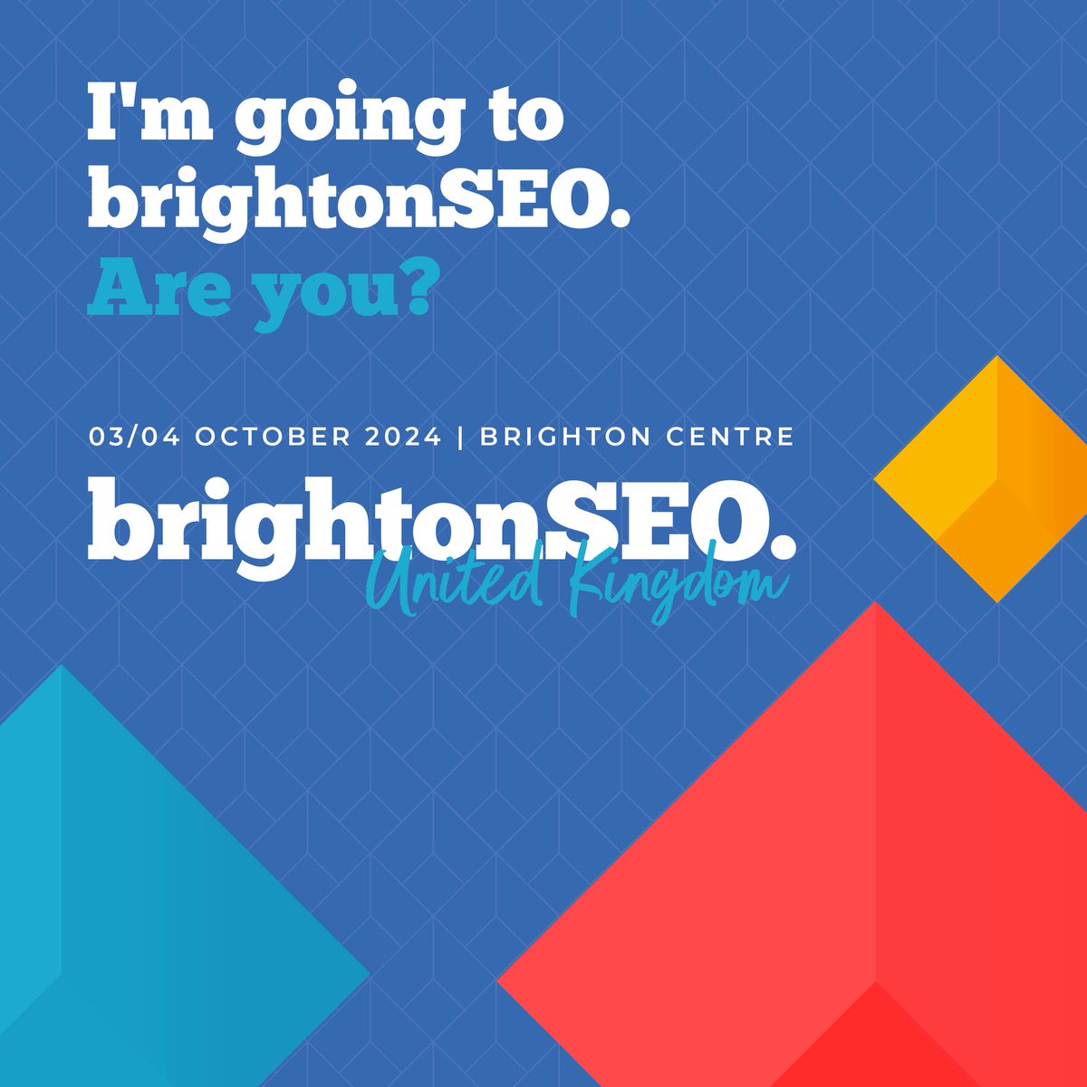 Woo! 2 weeks and 2 days to go!

First time attending IRL. Looking forward to getting out of the office and learning some new stuff!

#BrightonSEO