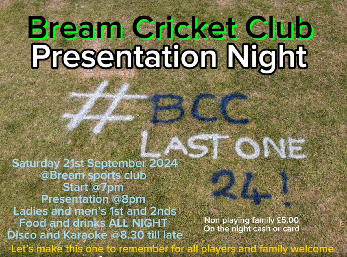 🚨🚨🚨 Cricket presentation night this coming Saturday 🚨🚨🚨