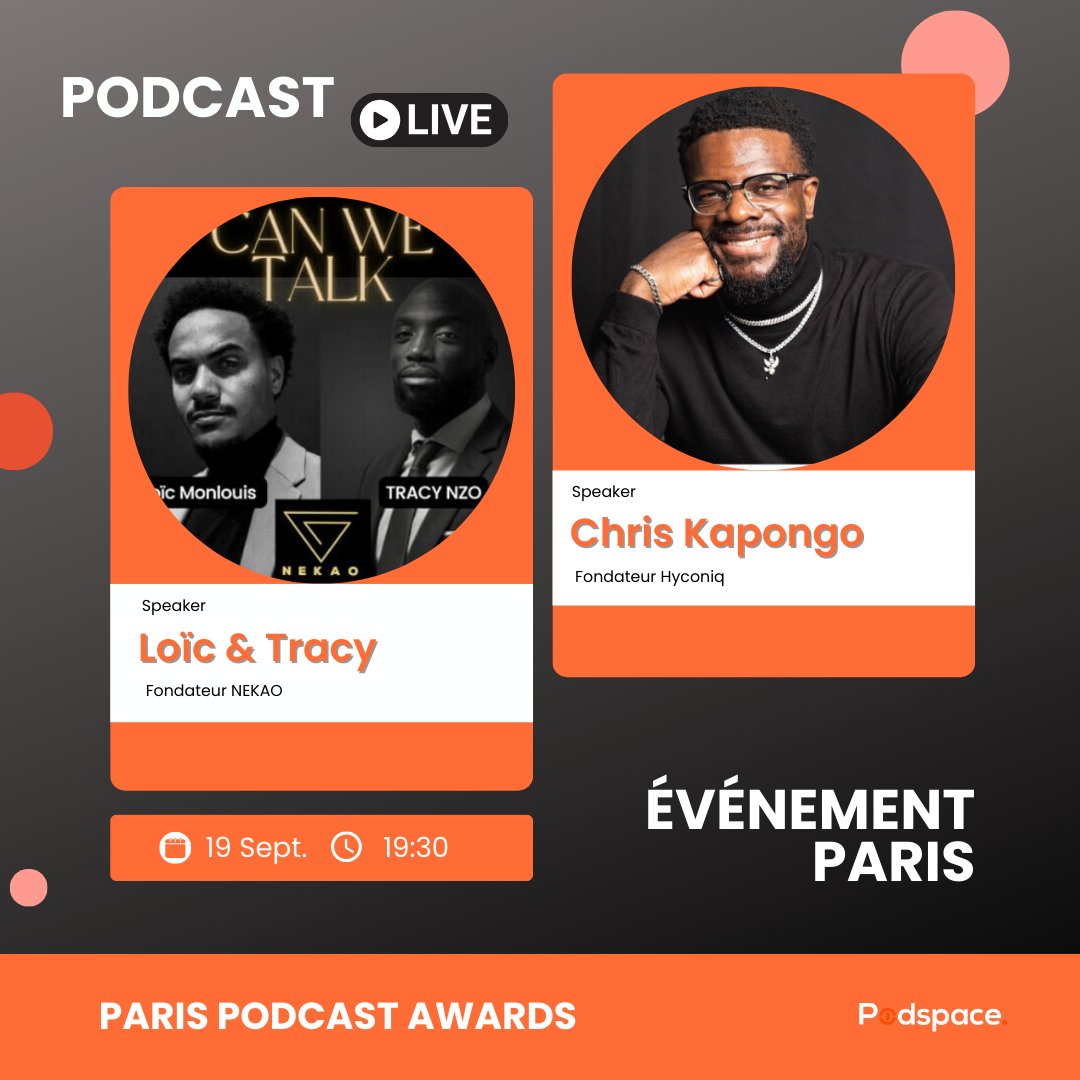 PodspaceFR's tweet photo. J-2 avant la première édition du Paris
Podcast Awards 📣

Au programme, deux talkshows duo INÉDITS 🔥

Des sujets plus qu'intéressants qu'on a hâte de vous
partager !

Fermeture de la billetterie prochainement, dernières
places : https://t.co/FGN4SlwCGs https://t.co/b6m8nvu6wk
