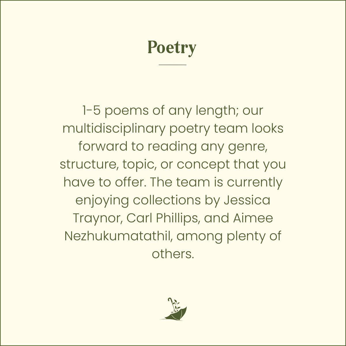 Here's a bit more about what we're looking for in our current open call for submissions (open until 30 Sept.)

We take submissions of cover art, poetry, fiction, and non-fiction through Duosuma: duotrope.com/duosuma/submit…

#callforsubmissions #litmag #writincommunity